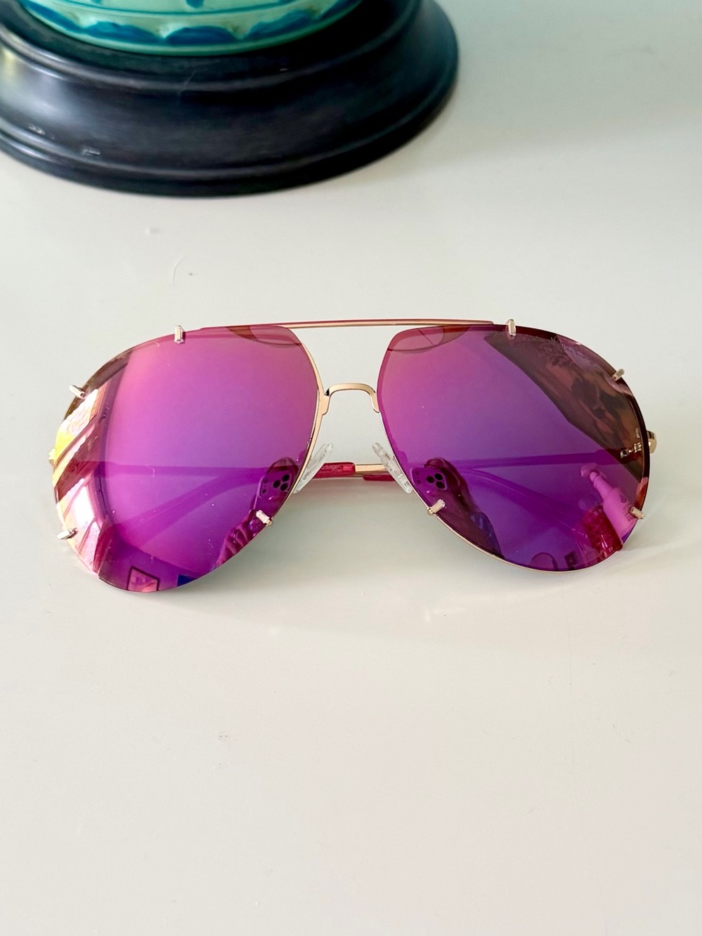 Lilly Pulitzer Pink Purple Mirrored Aviator Sunglasses - Picture 1 of 5